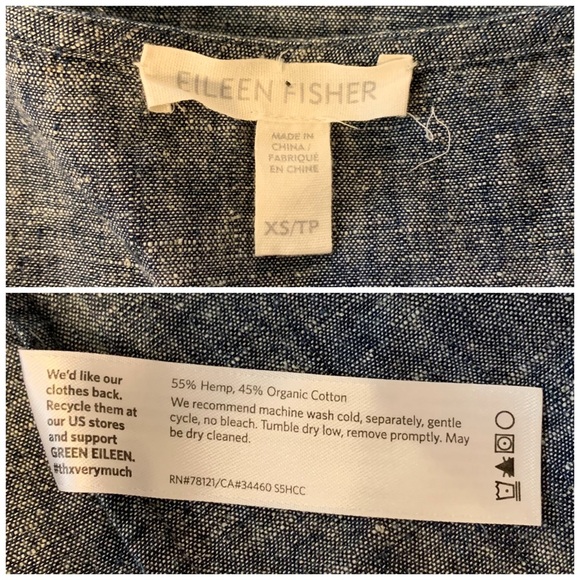 Eileen Fisher chambray hemp cotton tank top xs - Picture 5 of 7